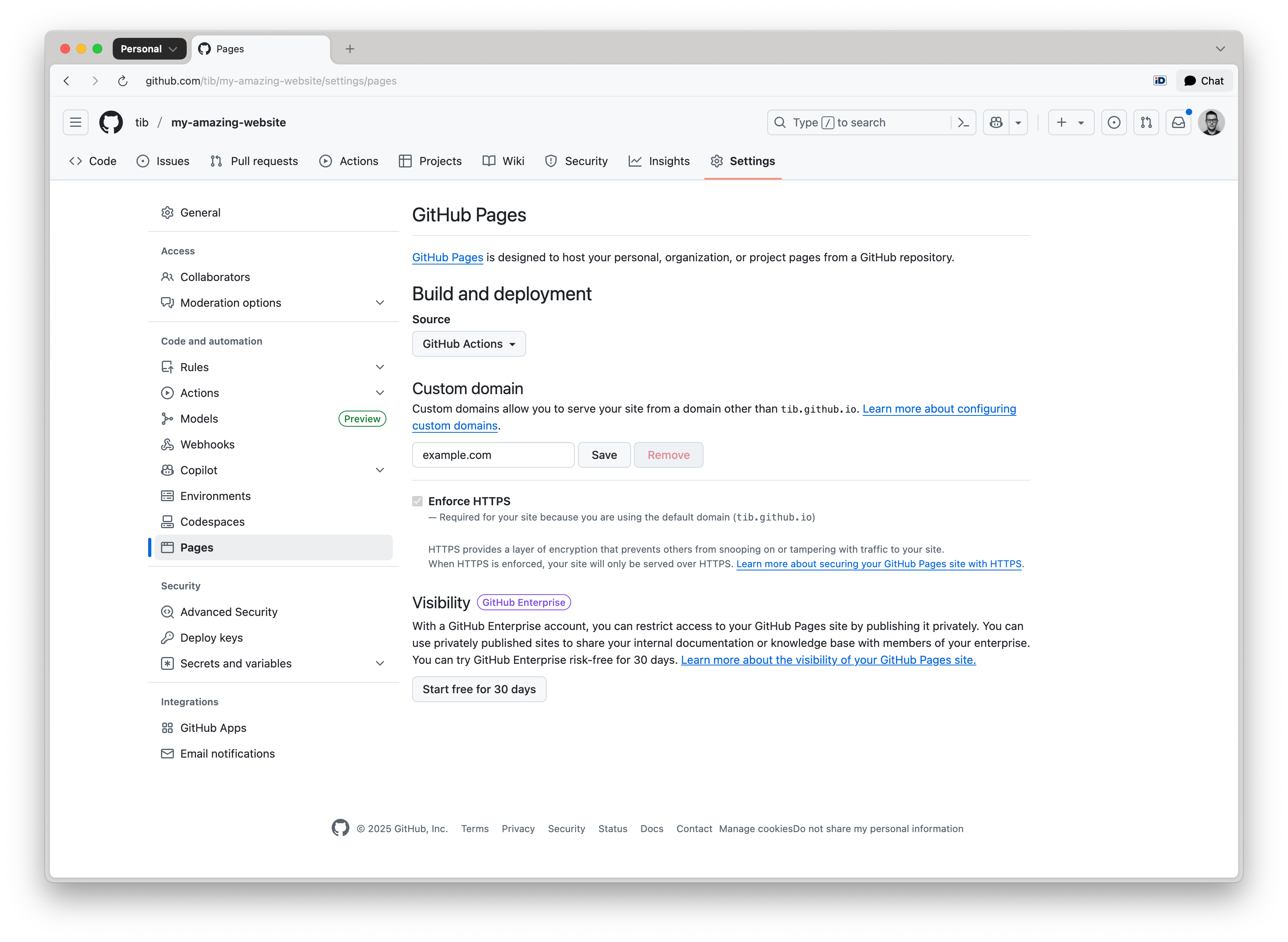 GitHub pages custom domain